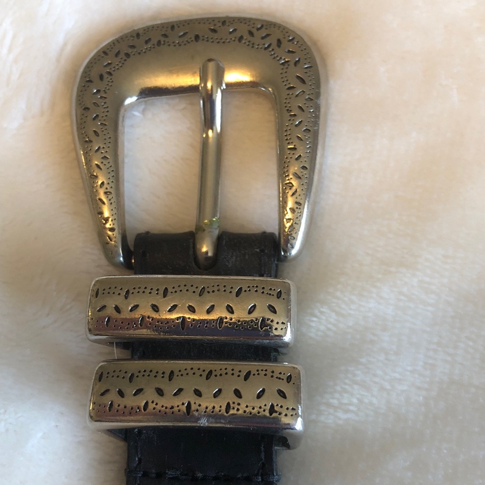 Genuine Black Leather Belt with Decorative Silver Conchas, Buckle, & Keepers, 38 - Picture 2 of 8